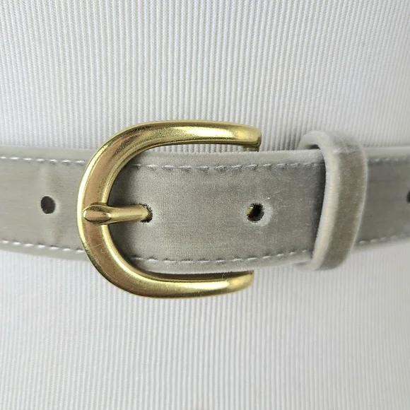 J. Crew Sage Green Gray Velvet Belt - Picture 4 of 10
